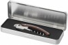 19544299f Nóż kelnerski z drewnianym uchwytem w metalowym etui