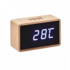 9921m-40 Bambusowy zegar z budzikiem LED