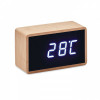 9921m-40 Bambusowy zegar z budzikiem LED