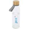 10085382f Szklana butelka na wodę Porto o pojemności 500 ml, z silikonowym uchwytem i z bambusową zakrętką