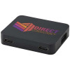 12444990f Gaia 4-portowy hub USB z wyjściem USB-A i typu C oraz podwójnym wejściem — wykonany z tworzyw sztucznych pochodzących z recyklingu