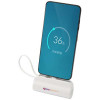 12447201f Alnair powerbank o pojemności 5000 mAh i mocy 10 W, wykonany z tworzyw sztucznych pochodzących z recyklingu, z wbudowaną podstawką i kablem 2 w 1